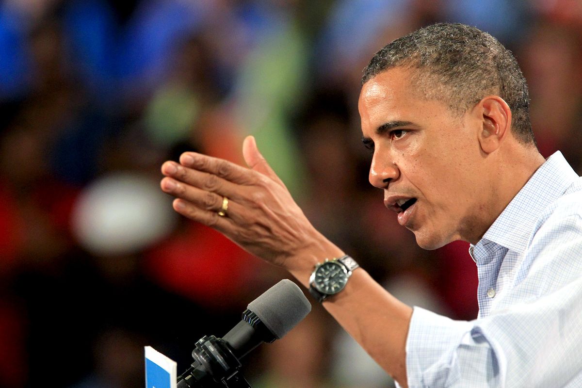 President Barack Obama speaks during a campaign stop at Florida Institute of Technology