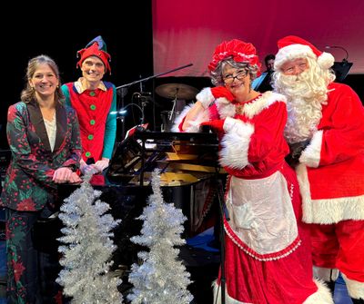 Left to right, Andrea Olsen, Doug Dawson, Andrea Bates and Daniel Griffith in “A Big Band Christmas” at the Spokane Valley Summer Theatre.  (Spokane Valley Summer Theatre)