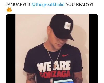 In a screengrab of a Twitter video posted on Kane Brown’s Twitter account, Kane Brown sports a Gonzaga T-shirt. (Twitter)