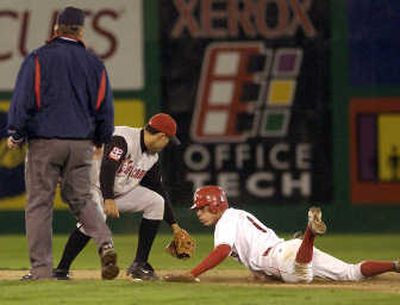 
Stealing bases is nothing new for Ian Kinsler of the Texas Rangers, as he shows here as a member of the Spokane Indians in 2003. 
 (File / The Spokesman-Review)