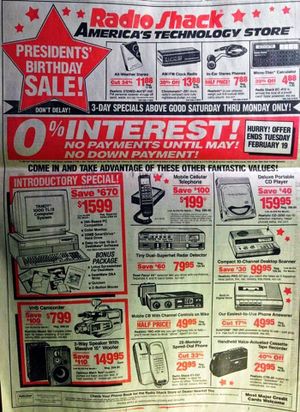 A 1991 ad from Radio Shack shows a bunch of devices that now are part of one, good, new cellphone. (Courtesy of Bruce Twitchell)