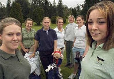 
Hannah Postlethwaite, front left, and Ali Plaster, front right, will tee it up for CC Spokane today.
 (Christopher Anderson/ / The Spokesman-Review)
