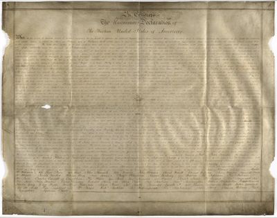 Undated handout photo of a parchment manuscript of the US Declaration of Independence, believed to date from the 1780s and found in a records office in Chichester, southern England. Harvard University researchers say they've discovered a second parchment copy of the Declaration of Independence, The Boston Globe reported Friday, April 21, 2017. (AP)