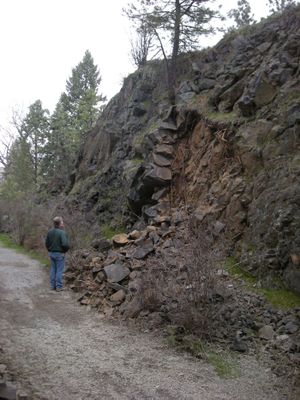 A small rock slide has prompted a temporary closure of a portion of the Ben Burr Trail, Spokane Parks officials say. (Courtesy photo)