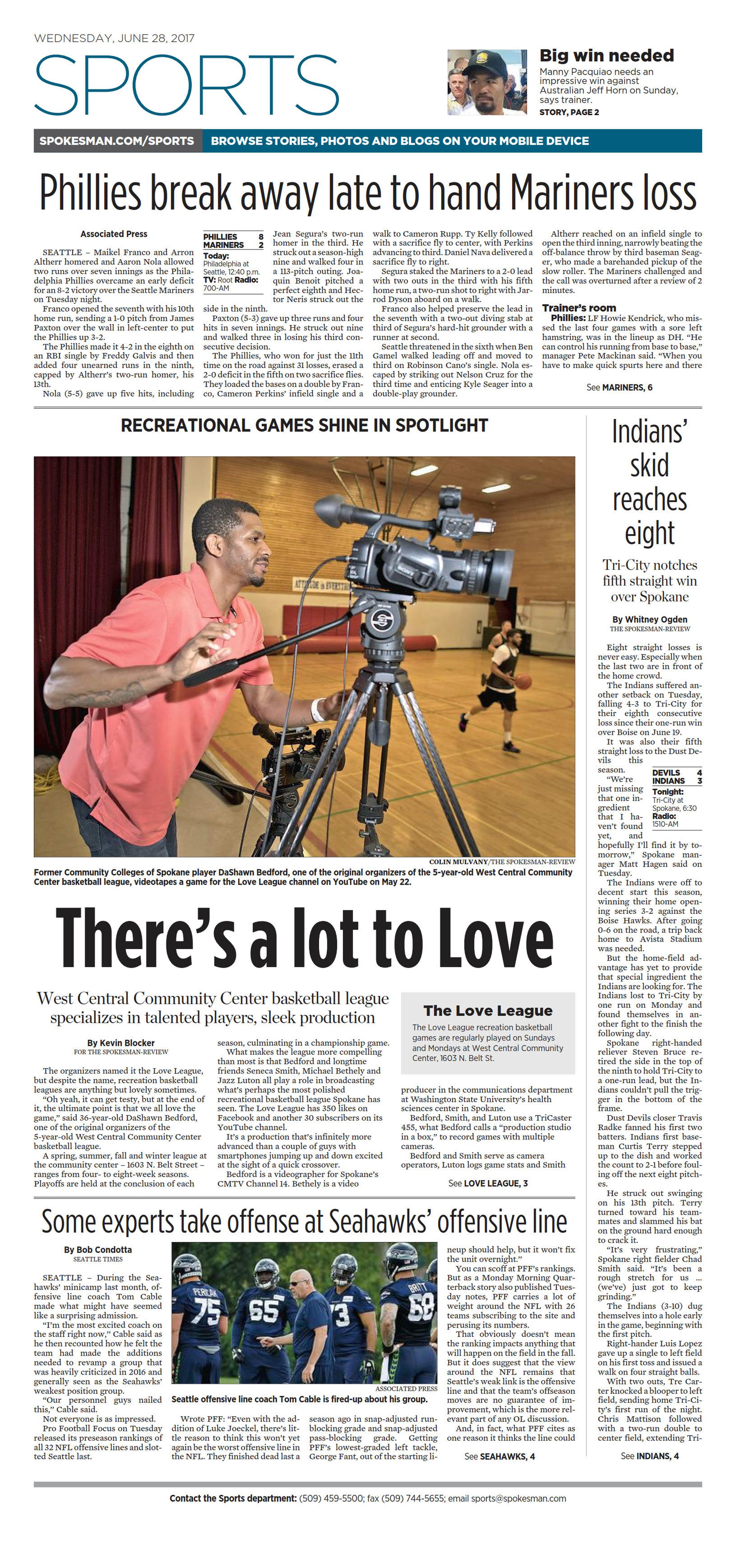 Sports Front Page for June 28, 2017 | The Spokesman-Review