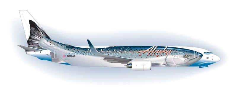 Alaska Airlines Boeing 737-800 with salmon graphics. (Courtesy photo)