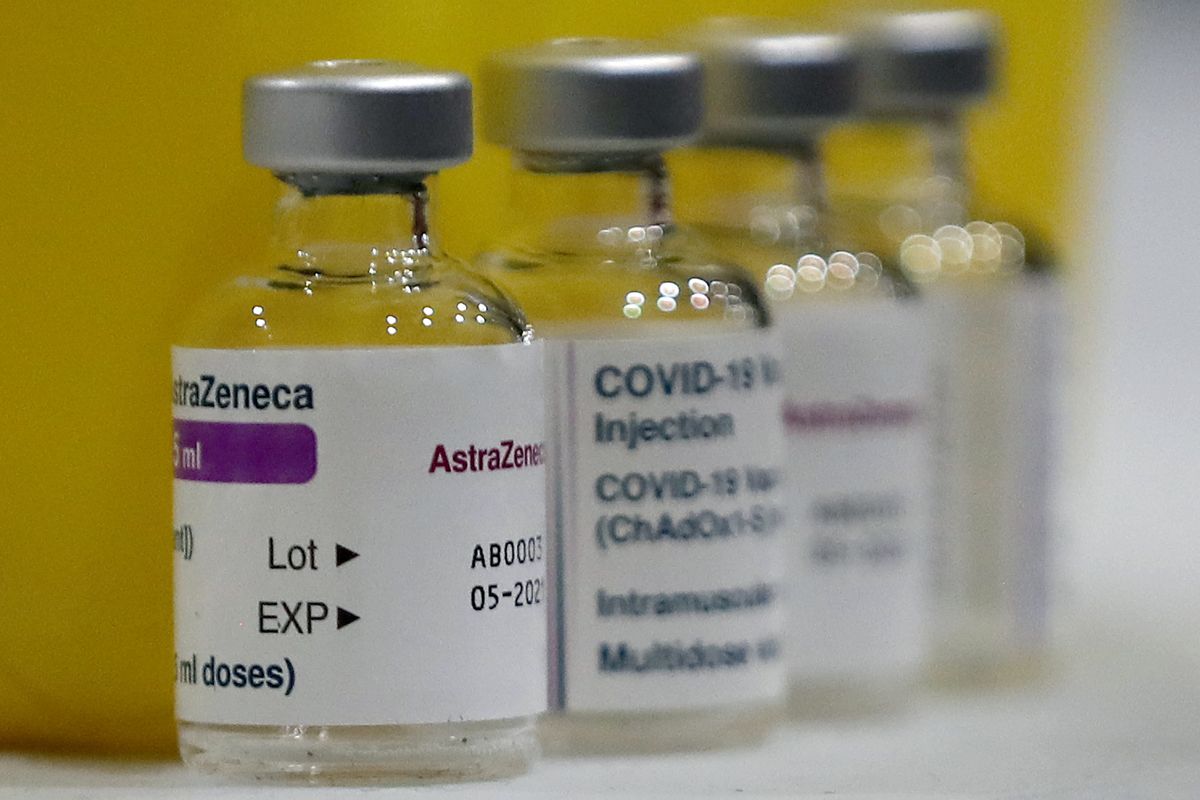 AstraZeneca vaccine is ready to be used at a homeless shelter in Romford, east London, Wednesday, Feb. 3, 2021. The British health service has started to vaccinate "vulnerable" homeless people. In a study by Oxford University, the AstraZeneca vaccine has been shown to reduce transmission of the virus. (Frank Augstein)