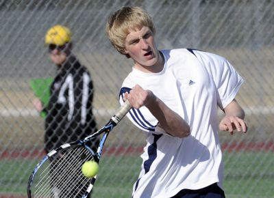 Ethan Vaughn has found success on the tennis court for Mead after leaving baseball behind.  (Jesse Tinsley / The Spokesman-Review)