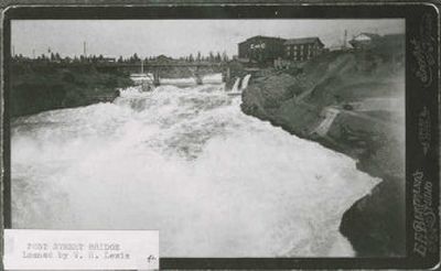 
Looking upstream at an early version of the Post Street Bridge.
 (File/ / The Spokesman-Review)