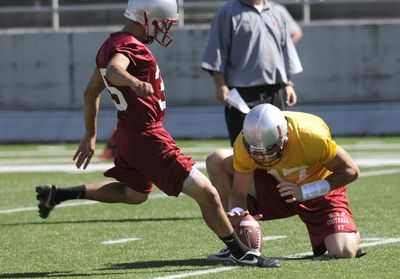 Wade Penner is battling  to be WSU’s kicker.  (Dan Pelle / The Spokesman-Review)