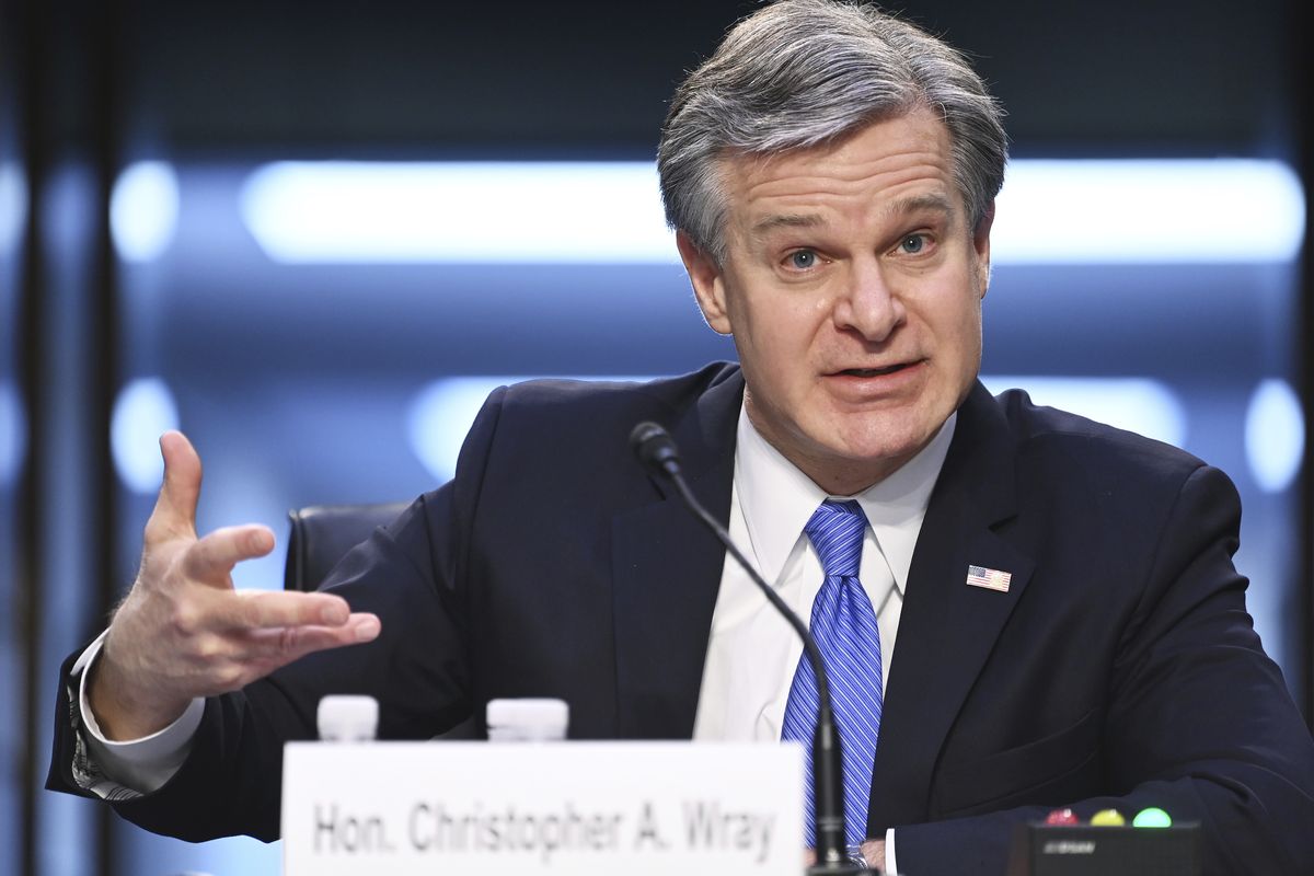 FBI Director Christopher Wray testifies Tuesday before the Senate Judiciary Committee on Capitol Hill in Washington, D.C.  (Mandel Ngan)