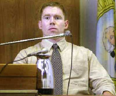 Frederick Russell answers questions on the witness stand in Colfax on Oct. 11, 2001, shortly before he became a fugitive.
 (File/ / The Spokesman-Review)