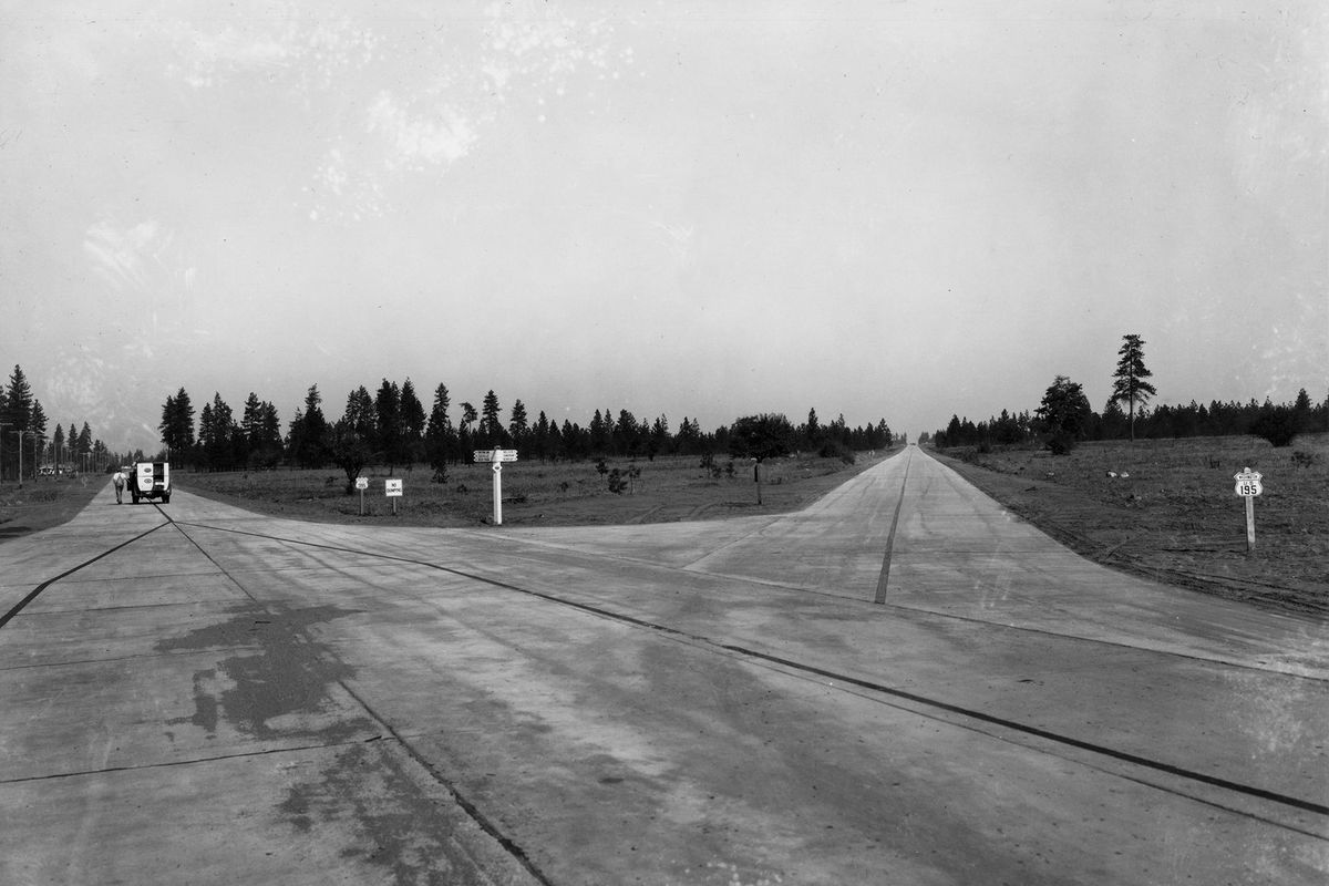 The Division Y was paved and open to traffic in September 1932, the year this photo was taken. (Ferris Archives/Northwest Museum of Arts and Culture)