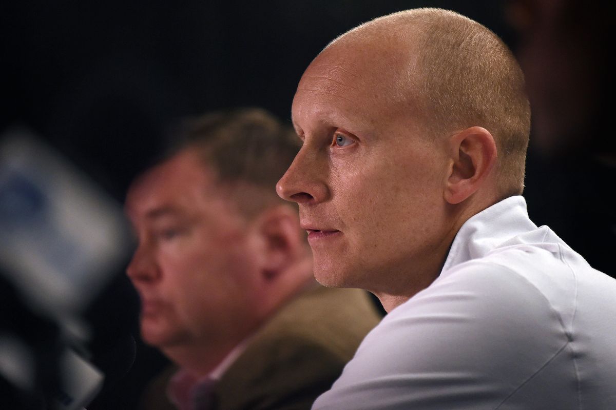 Xavier head coach Chris Mack speaks to the media, Fri., March 24, 2017, at the SAP Center in San Jose. The Mountaineers face Gonzaga in the Elite Eight game on Saturday. (Colin Mulvany / The Spokesman-Review)