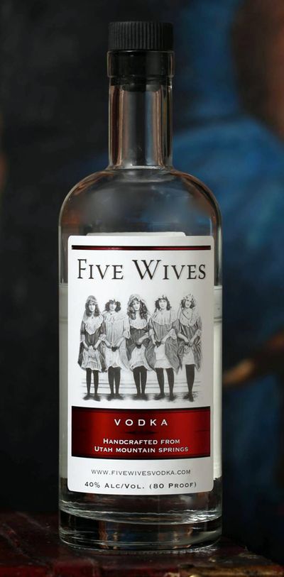 This image provided by Ogden’s Own Distillery shows a bottle of Five Wives Vodka. (Associated Press)