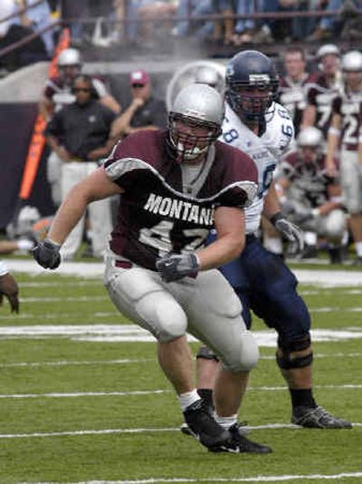 
Blake Horgan, a former EVHS player, is a senior at University of Montana. He needs one tackle to reach 200 for his career and ranks among the Grizzlies' top 30 career tacklers.
 (Photos courtesy of University of Montana / The Spokesman-Review)