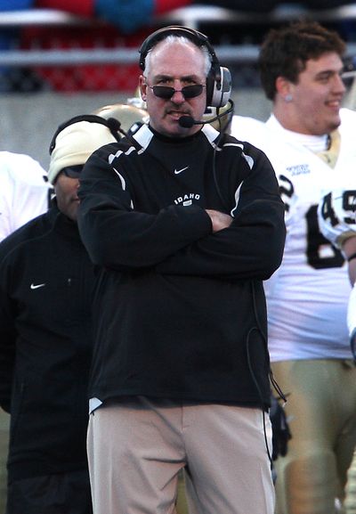 Robb Akey is in the third year of his five-year contract as Idaho’s football coach.  (Associated Press)