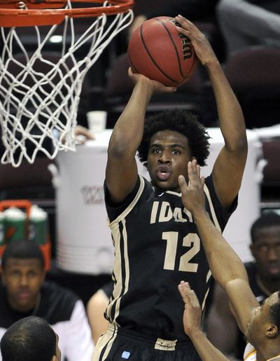 Idaho’s Mike Scott averages 14.1 points per game and 5.4 assists per game for the Vandals this season. (Associated Press)