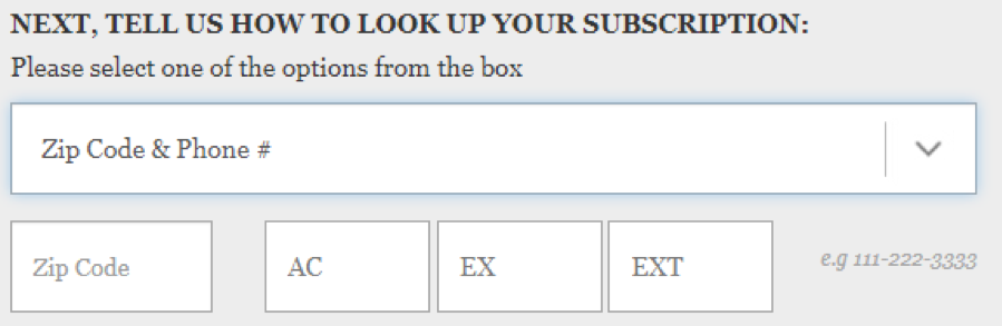 'Zip Code & Phone' section