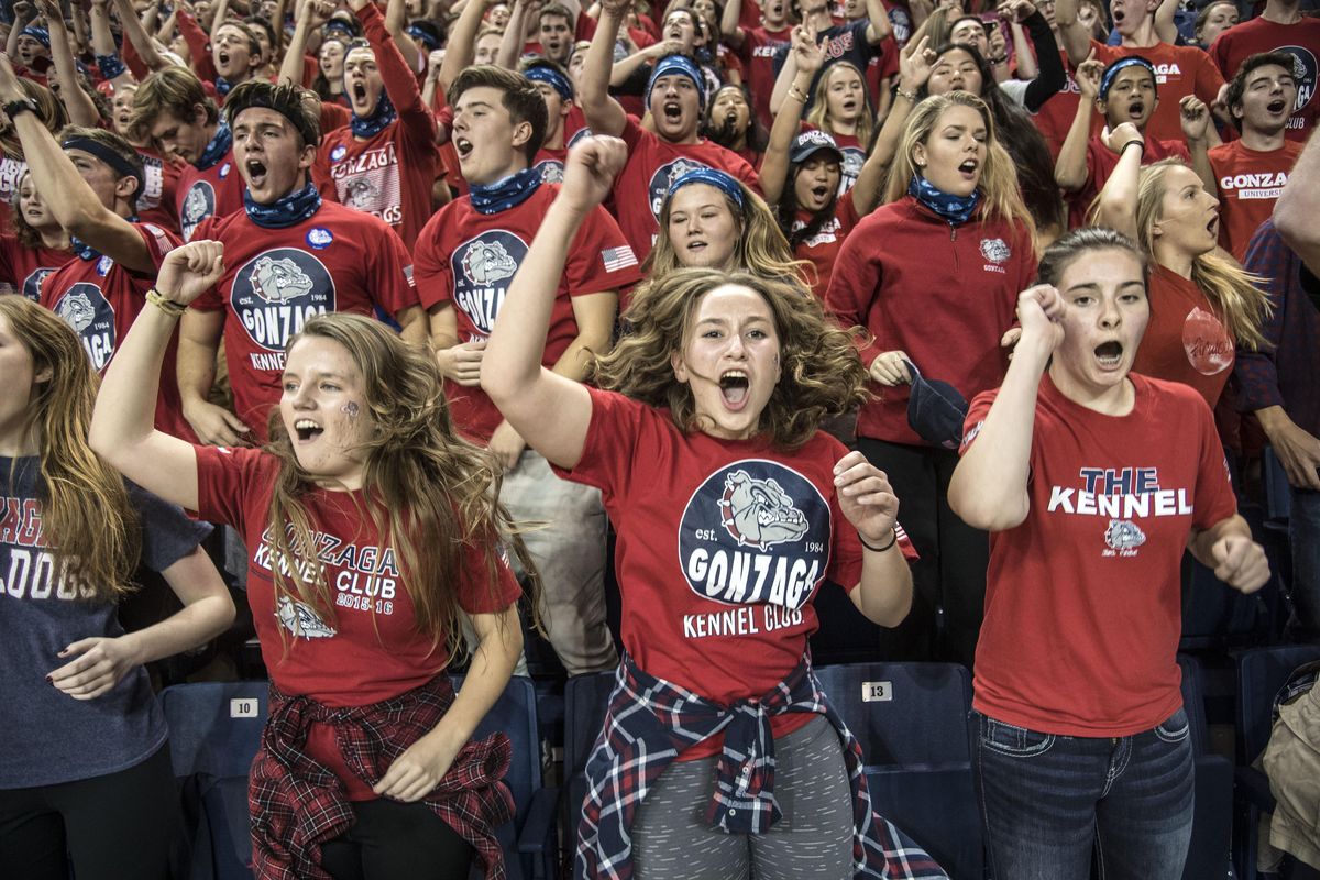 Kennel Club member go crazy for the Zags at the McCarthey Athletic Center during Kraziness in the Kennel. (Dan Pelle / The Spokesman-Review)