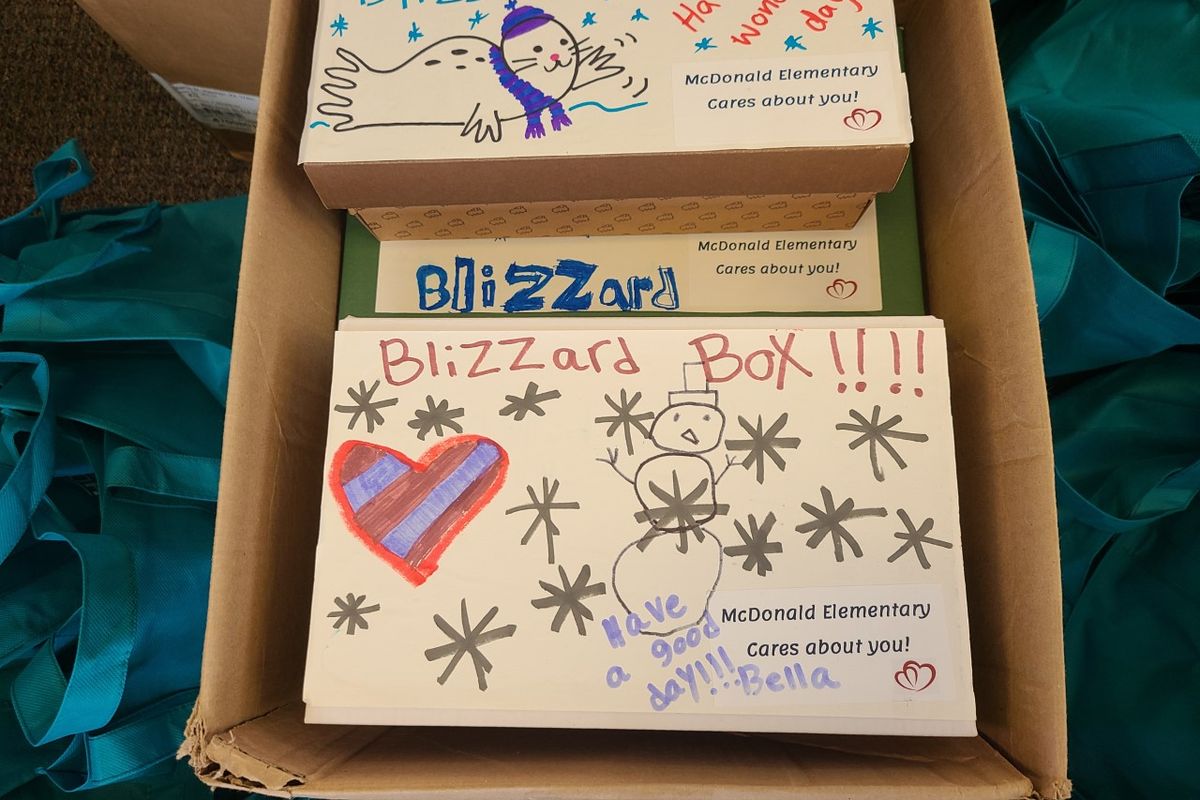 Blizzard Boxes, shown, are among the 300 boxes McDonald Elementary students decorated for Greater Spokane County Meals on Wheels clients.  (Courtesy of GSC Meals on Wheels)