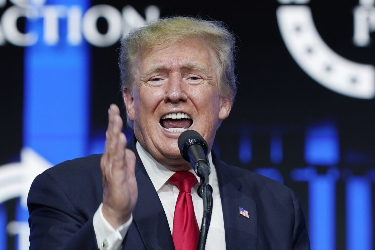 FILE - In this July 24, 2021, photo, former President Donald Trump speaks to supporters at a Turning Point Action gathering in Phoenix. Trump remains the most popular figure with the GOP base as he considers another bid for the White House. He