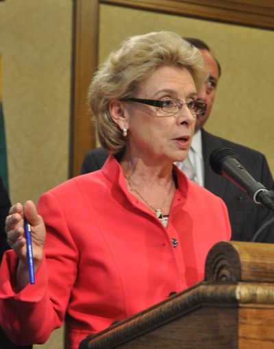 OLYMPIA -- Gov. Chris Gregoire holds a press conference to discuss how Washington benefits from the U.S. Supreme Court upholding the Affordable Care Act (Jim Camden)