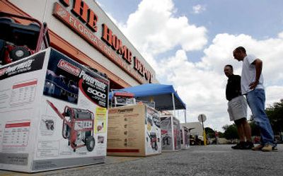 
Shoppers look at generators at The Home Depot on Wednesday in Tampa, Fla. Today is the start of  the Atlantic hurricane season and the last day for Floridians to buy certain supplies tax-free. 
 (Associated Press / The Spokesman-Review)