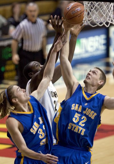 San Jose St. outrebounded Idaho 47-38 in the Spartans’ double-OT win. (Associated Press)