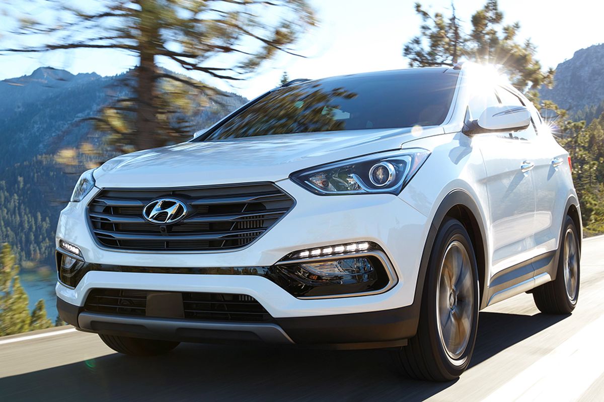 The five-passenger Santa Fe Sport ($26,245) is smaller and more nimble than the 7-passenger Santa Fe, but not sportier in any meaningful sense. (Hyundai)