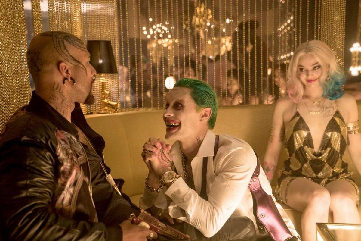 Jared Leto (center) starred as the Joker in "Suicide Squad" alongside Margot Robbie