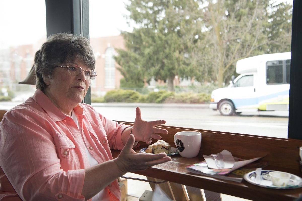 Longtime gardening guru Phyllis Stephens talks about her work as a radio, TV and newspaper gardening adviser over coffee at the Rocket Bakery Thursday, March 1, 2018. She is retiring. (Jesse Tinsley / The Spokesman-Review)