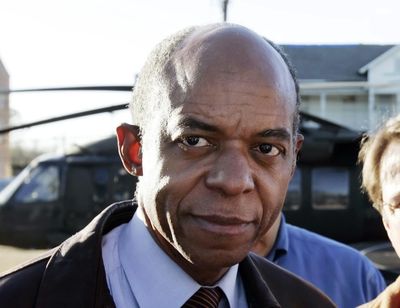 In this Jan. 19, 2006 photo, Rep. Bill Jefferson, D-La., talks with the media following a helicopter tour of New Orleans. (ERIC GAY / Associated Press)