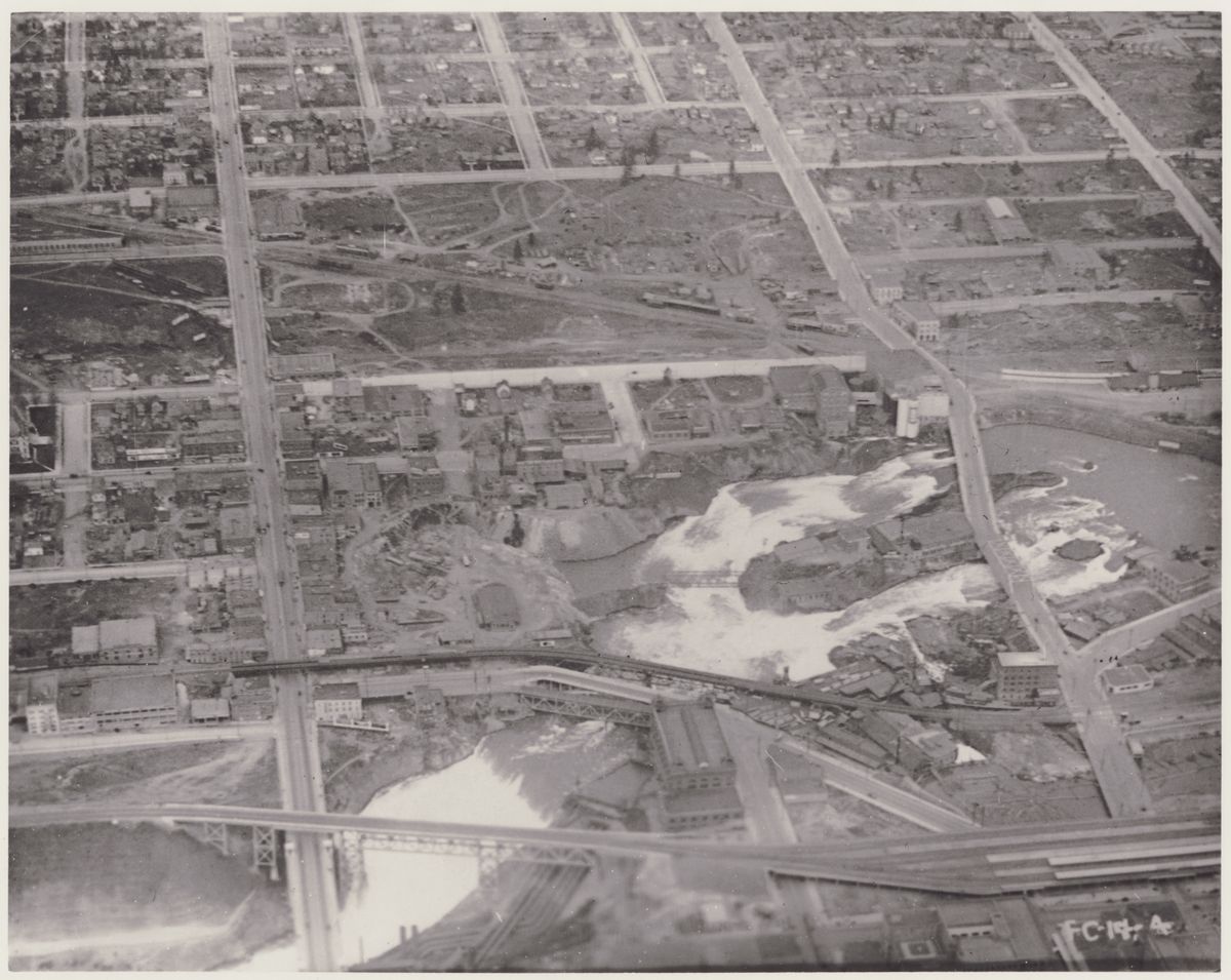 A 1919 aerial photo of Spokane. Courtesy of Northwest Museum of Arts & Culture/Eastern Washington State Historical Society, Spokane, Wash. (Courtesy of Northwest Museum of Arts and Culture)