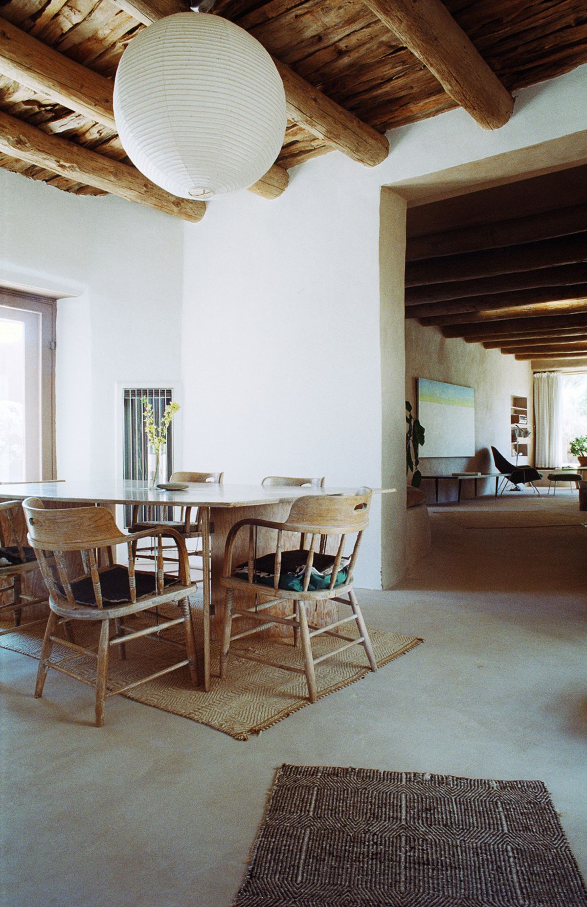 A light designed by sculptor Isamu Noguchi hangs in the dining room of the home and studio where artist Georgia O’Keeffe lived and worked in Abiquiu, N.M. (Associated Press)