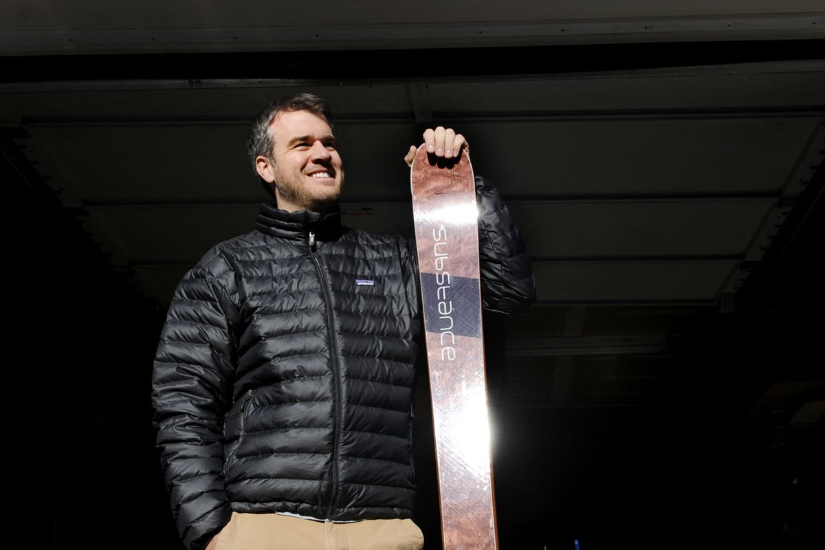 Cris Burnham of Substance Skis talks about his business at his home in Coeur d’Alene on Nov. 20. (Kathy Plonka)