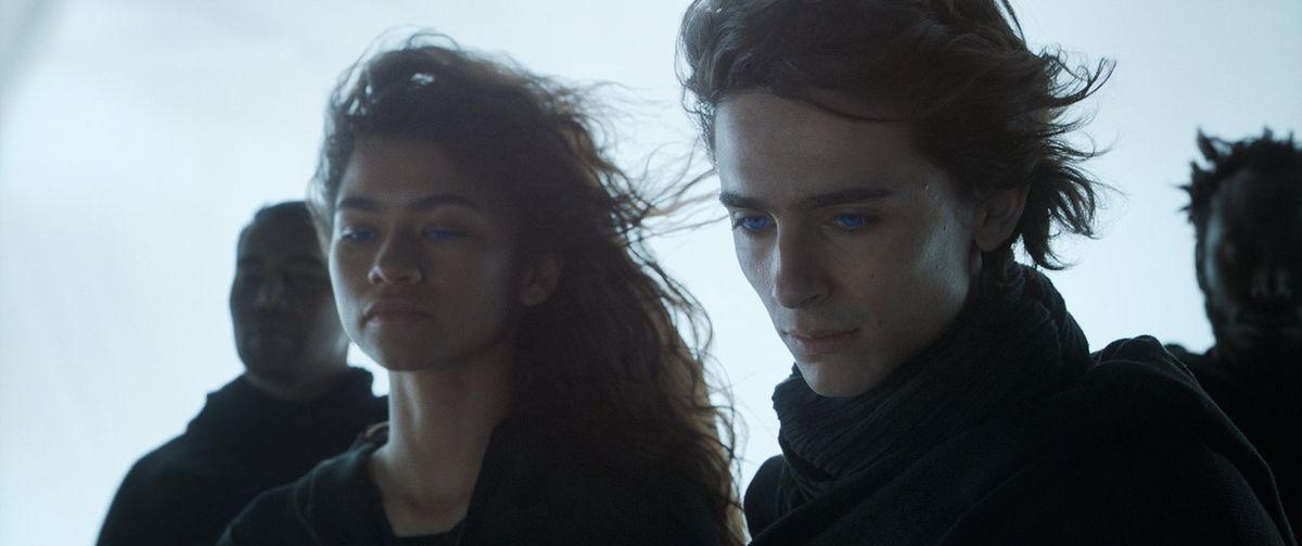 Zendaya and Timothée Chalamet in “Dune.”  (Courtesy of Warner Bros. Pictures)