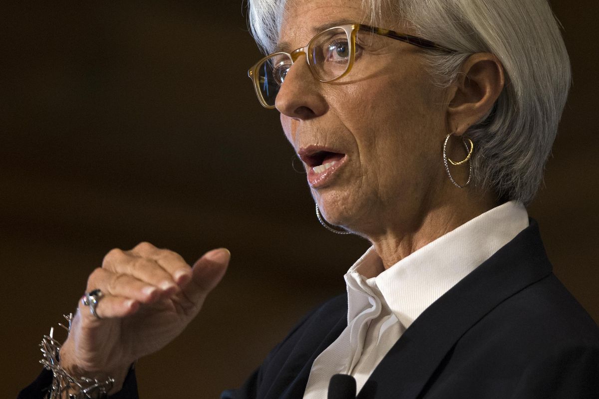 IMF Director Christine Lagarde speaks during an event hosted by the Council of the Americas in Washington on Wednesday. (Evan Vucci / Associated Press)