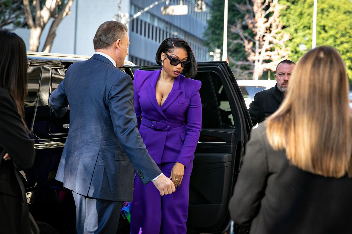 Megan Thee Stallion, whose legal name is Megan Pete, arrives at court Tuesday, Dec. 13, 2022, in Los Angeles to testify in the trial of Rapper Tory Lanez for allegedly shooting her in the feet. (Jason Armond/Los Angeles Times/TNS)  (Jason Armond/Los Angeles Times/TNS)