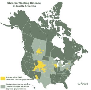 Chronic Wasting Disease mapped through May 2016.