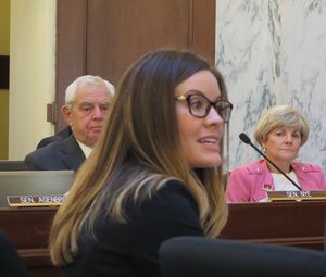 Nicole Fitzgerald, head of the Idaho Office of Drug Policy, addresses lawmakers on the Joint Finance-Appropriations Committee on Friday, Jan. 12, 2018. (Betsy Z. Russell)