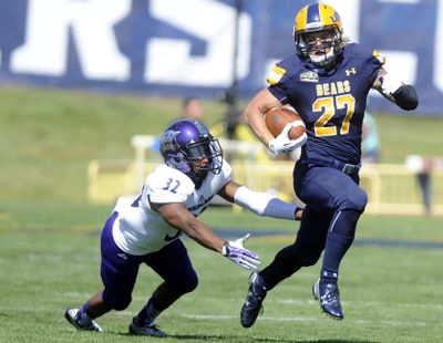 Trae Riek, right, is Northern Colorado’s leading rusher through six games, averaging 91 yards per game. (Associated Press / AP)