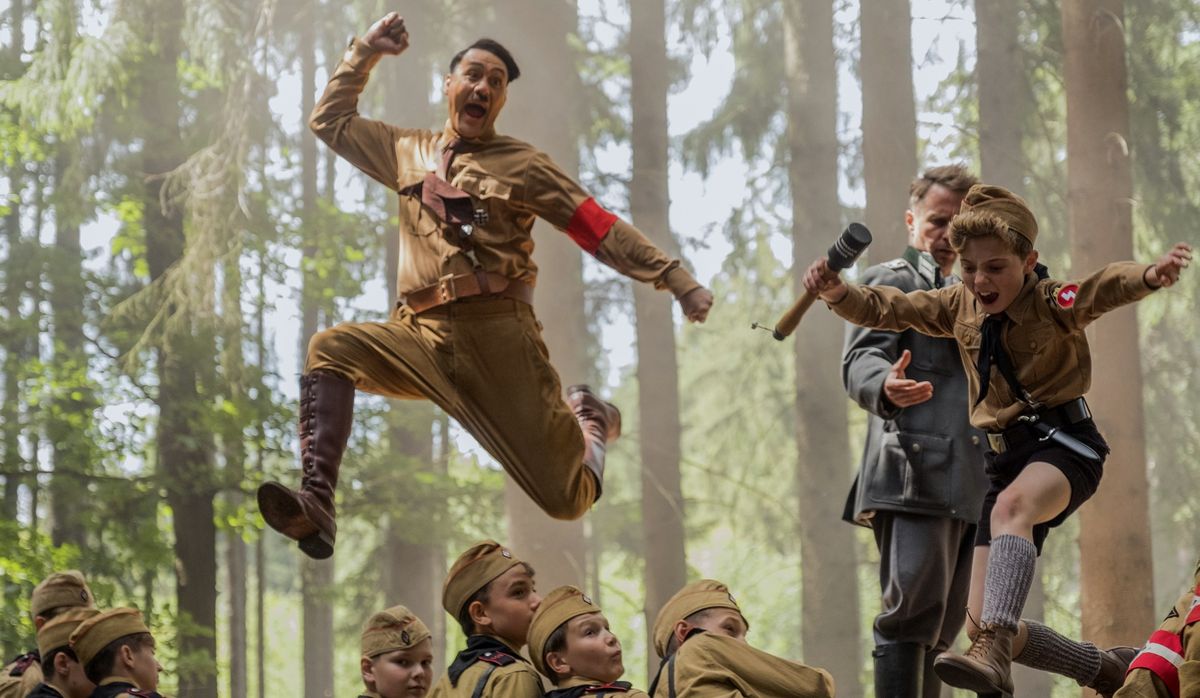 Taika Waititi and Roman Griffin in “Jojo Rabbit.”  (Searchlight Pictures)