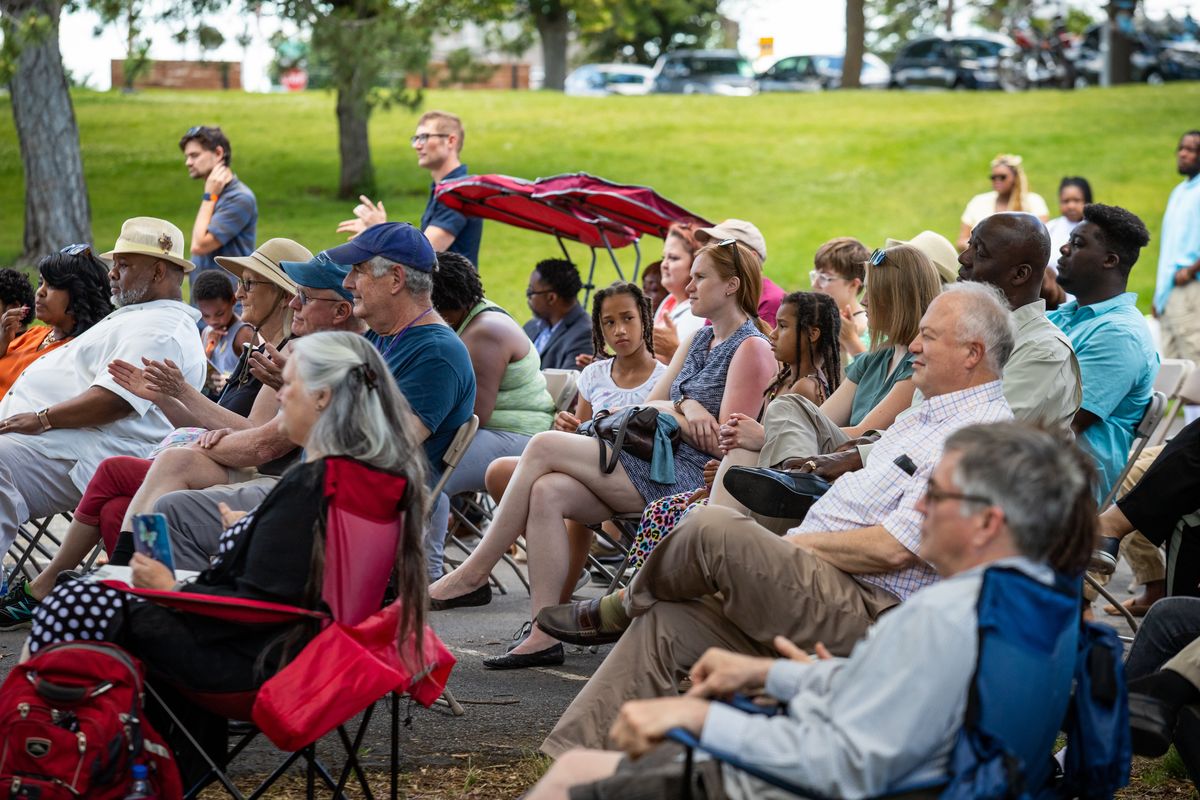 A well-attended Praise in the Park event occurred on the Sunday of Juneteenth weekend, June 20, 2021 at Liberty Park in Spokane. Though the event is annual, conducted by pastors from a variety of area churches,, this marks the first Praise in the Park that Juneteenth has been federally recognized as a national holiday.  (Libby Kamrowski/ THE SPOKESMAN-REVIEW)