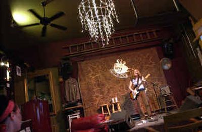 
Sing/songwriter Sam Shaber of New York City performs her music for a small crowd at The Shop. Sing/songwriter Sam Shaber of New York City performs her music for a small crowd at The Shop. 
 (Dan Pelle/Dan Pelle/ / The Spokesman-Review)