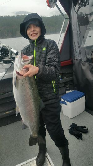 Nolan Stewart won the Junior  Division of the 2016 Lake Pend Oreille Idaho Fall Fishing Derby with a rainbow trout that weighed 14.72 pounds and measured 31.75 inches long. (Courtesy)