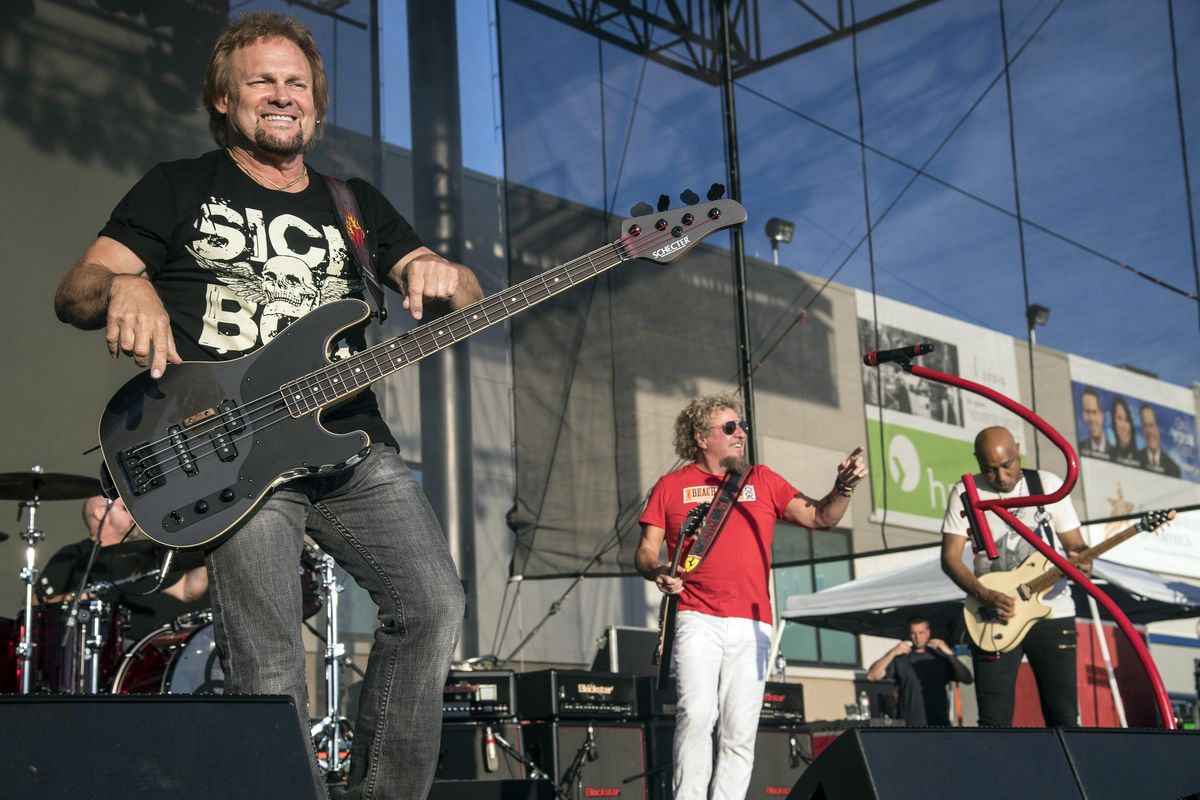 Michael Anthony, Sammy Hagar and Vic Johnson take the stage at Northern Quest Casino, June 30, 2017. (Dan Pelle / The Spokesman-Review)