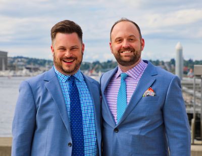 Ryan Short, left, and Sam Pettit married in Seattle this summer. (Steve Parris / Courtesy photo)