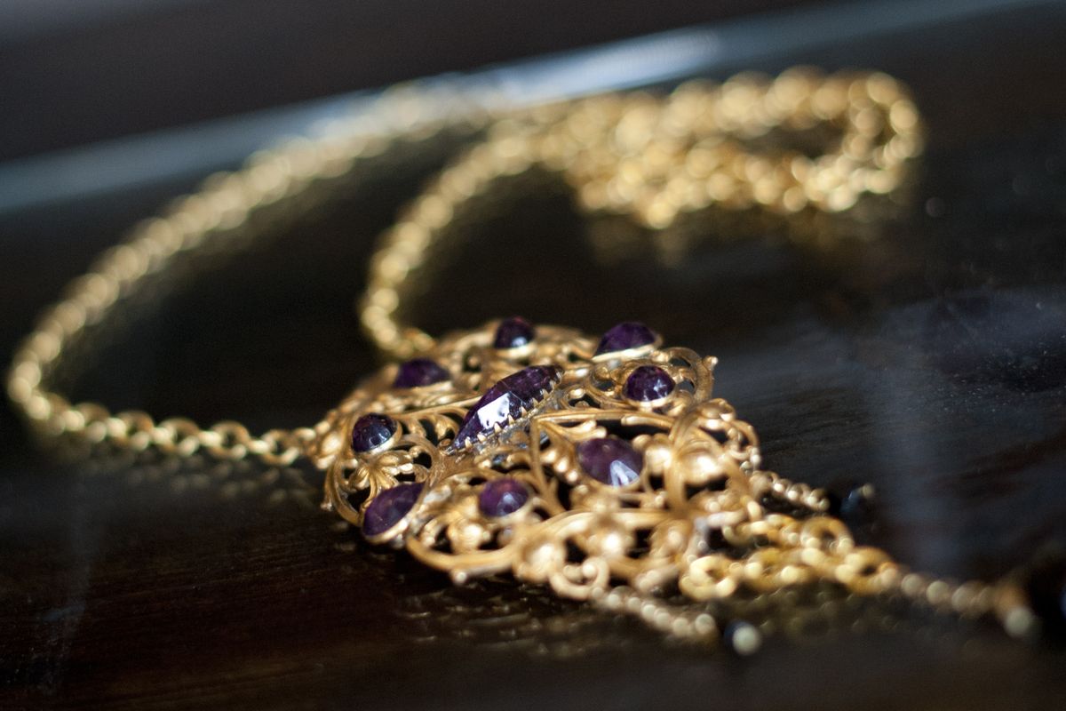One of Alyssah Perez’s necklaces is seen on Thursday at Glamarita. Perez’s pieces can be found in more than three dozen retail locations, including in Alaska and Hawaii.