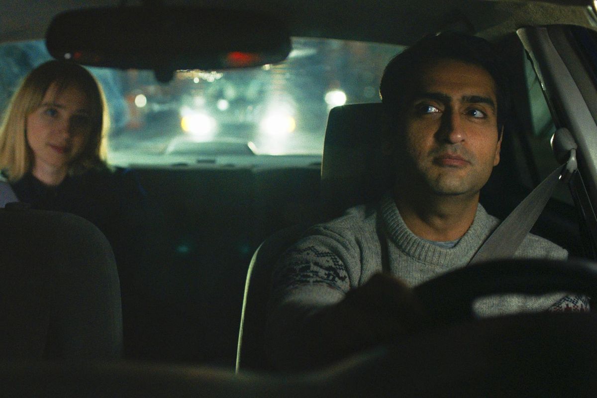 Kumail Nanjiani, right, and Zoe Kazan in a scene from “The Big Sick.” The Judd Apatow-produced film made $6.8 million in three weeks of limited release. (Lionsgate)